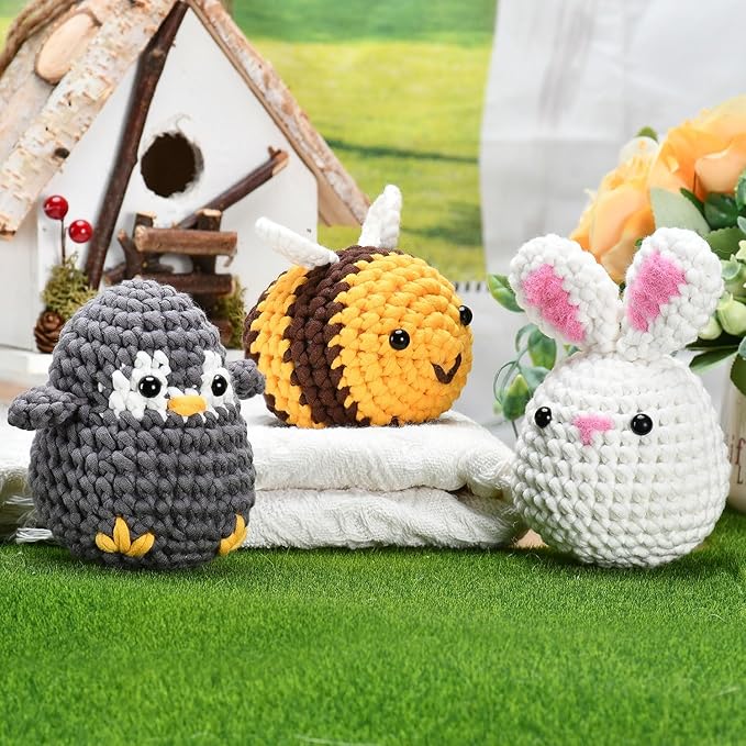 Zepiany Crochet Kit for Beginners with Beginner Yarn, Amigurumi Crochet Kits for Starters Knitting Kit, Beginner Crochet Animals for Adults with Step-by-Step Video Guides for Crochet Gifts