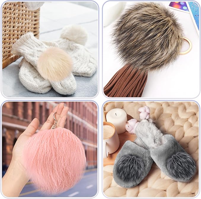 SIQUK 18 Pieces Pom Pom for Hats 6 Inch Large Faux Fur Pom Pom Balls with Elastic Loop for Hats Bags Scarves Gloves Keychains Knitting Crafts
