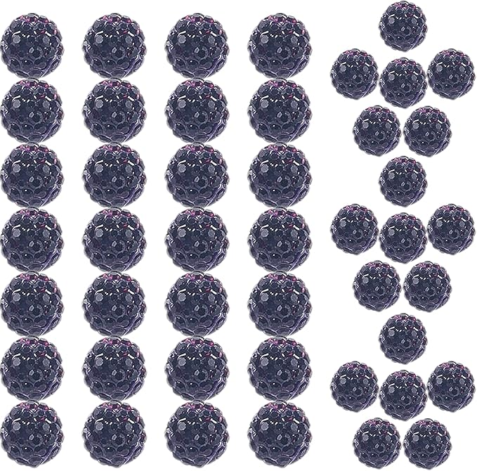 10mm Dark Purple Grade A Rhinestone Beads for Baseball Necklace, Round Disco Ball Beads for Earring Jewelry Making, Necklace Bracelet, DIY Craft Supplies (200 pcs)