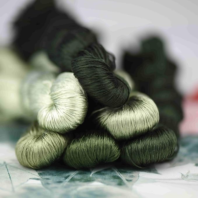 Natural 100% Silk Thread, Handmade Embroidery Thread Silk Floss 6 Colors 110m Each (32)