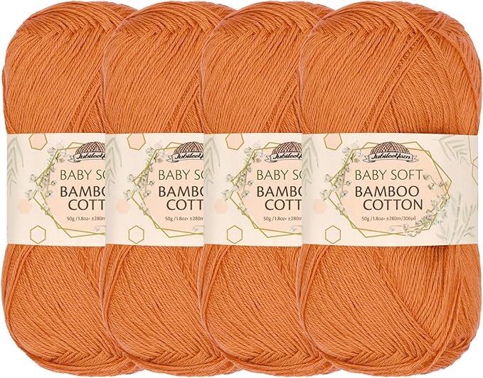 JubileeYarn Baby Soft Bamboo Cotton Yarn - 100g/Ball - Sepia - 4 Skeins
