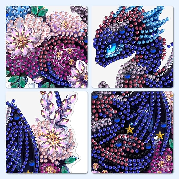 MXJSUA Blue Dragon Diamond Art Hanging Kits for Adults Beginners, Crystal Diamond Suncatchers, Special Shape Diamond Painting Pendant Window Ornament Gifts for Home Garden Door Wall Decor