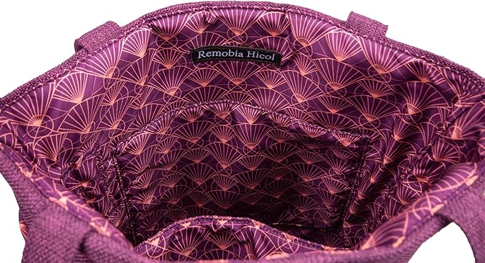 Linen Knitting Project Tote Bag,Portable Yarn Storage Bag for Crochet Accessories/Needles,Crochet Hooks Organizer,Knitting Bag for Crochet Lovers (Purple)