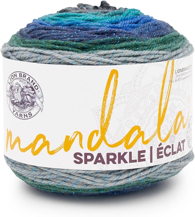 Lion Brand Yarn, Varigated Colorful Mandala Sparkle Yarn for Knitting and Crocheting, Volan, 1 Pack