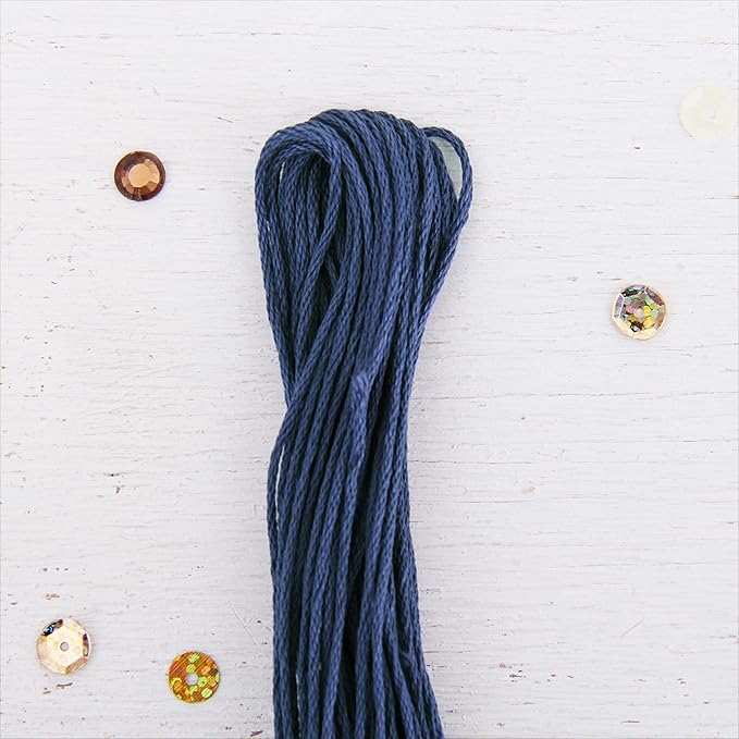 12 Skeins ThreadArt Premium Egyptian Long Fiber Cotton Embroidery Floss | Navy | 6 Strand Divisible Thread 8.75yds Each for Hand Embroidery, Friendship Bracelets, Cross Stitch and Crafts