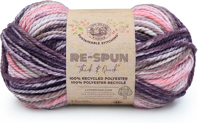 Lion Brand Yarn, Re-Spun Thick & Quick Super Bulky Yarn for Knitting, Crochet, and Crafts, Mixed Berries, 1 Pack, Variegated Fiber for Chunky Blankets, Bulky Throws, and Cozy Sweaters