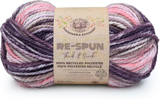 Lion Brand Yarn, Re-Spun Thick & Quick Super Bulky Yarn for Knitting, Crochet, and Crafts, Mixed Berries, 1 Pack, Variegated Fiber for Chunky Blankets, Bulky Throws, and Cozy Sweaters