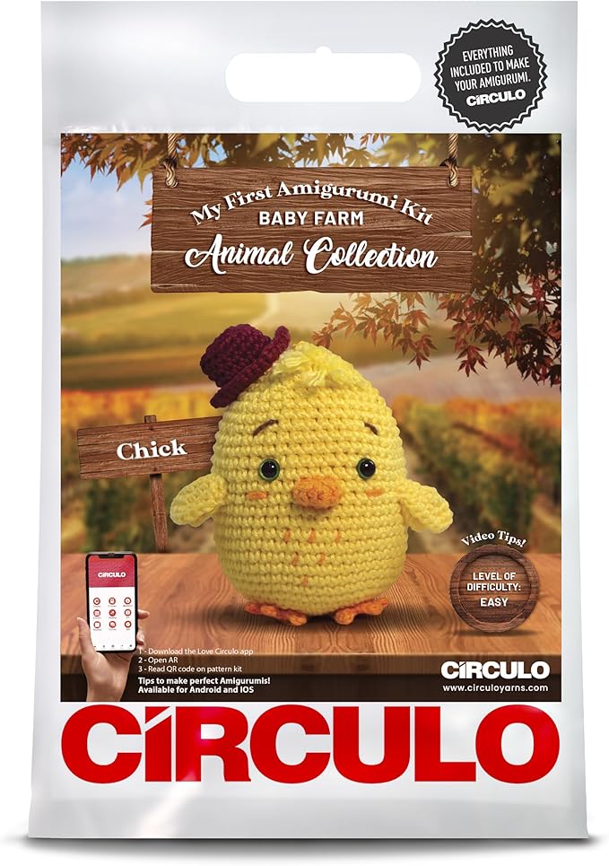 CIRCULO Amigurumi Crochet Kit - Baby Farm - All Included, Easy Instructions - Beginner Animal Crochet Set - Premium Yarn – Chick