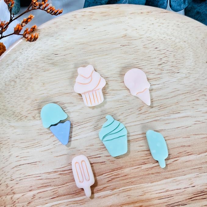 Xaekicr 7 PCS Cute Dessert Polymer Clay Cutters Set – Ice Cream, Cupcake, Cake Slice Clay Earring Cutters – DIY Polymer Clay Molds & Clay Tools for Jewelry Making