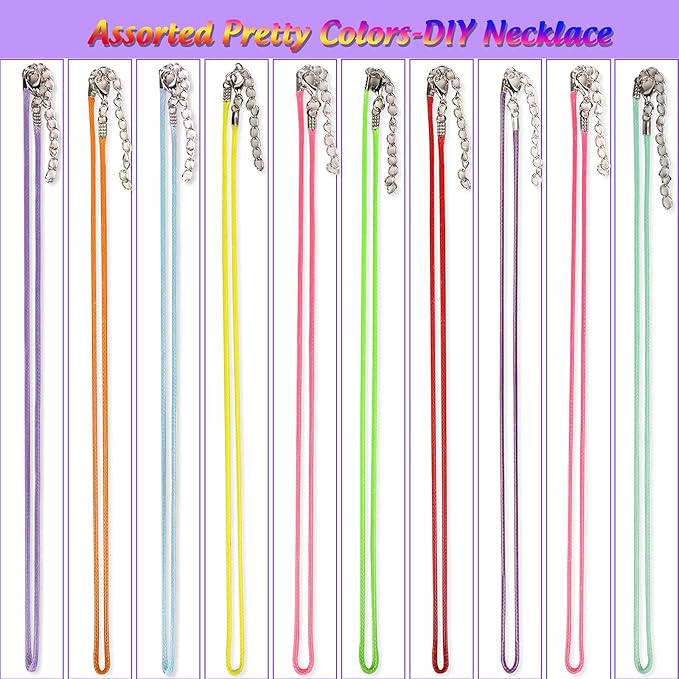 Necklace Cord, YGDZ 100pcs Waxed Necklace Cord Bulk with Clasp Necklace Rope String for Necklace Bracelet Jewelry Making Accessories, Multicolor(Thickness 1.5mm)