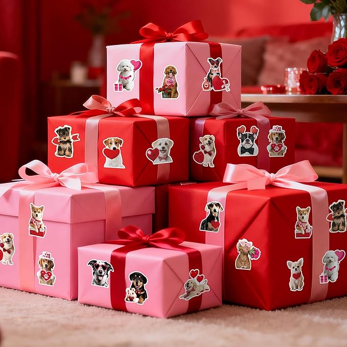 h1vojoxo valentine’s day sticker rolls - 1000pcs valentine’s day holiday dog stickers for kids classroom 16 design valentines cute dog sticker for craft valentines funny dogs stickers for envelope