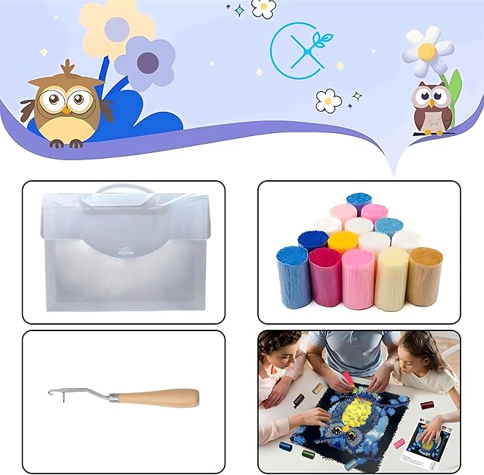 Cozykeke Snowman Latch Hook Kit,DIY Pillow Cover Cushion Craft Kits with Pre-Printed Canvas for Adults and Beginners, Suitable for Home Decor and Festival Gift 17 * 17in (BX53)