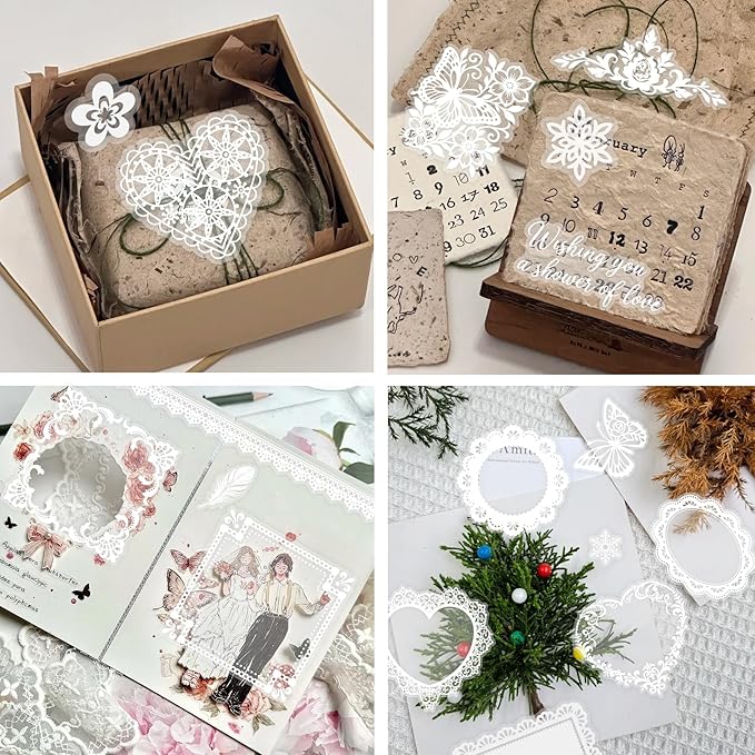 130 PCS Scrapbook Stickers - Vintage Style Transparent Waterproof Vision Board Supplies Embellishments for Journaling, Wedding Photo Album, Scrapbooking Supplies & Prayer Board Supplies