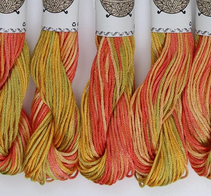KCS Big skeins of 25 Meters Size 25 Color Variegated Cross Stitch Stranded Threads,6 skeins,4126