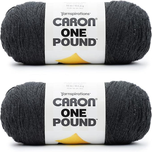 Caron One Pound Dark Gray Mix Yarn - Pack of 16oz/453.6g - Acrylic - #4 Worsted (Medium) - 812 Yards - Knitting & Crochet