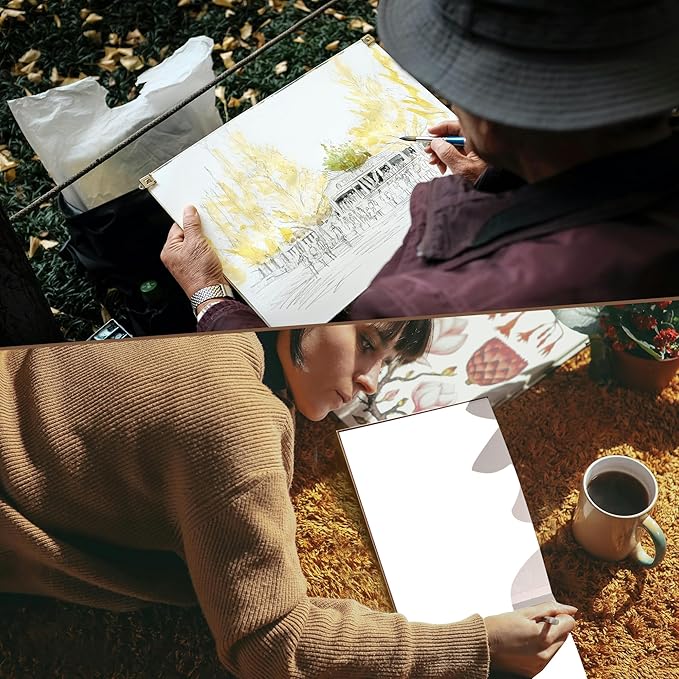 CAGIE Hardcover Sketch Book for Drawing, Art Paper Sketchbook 185 GSM, 11.7" x 8.9" Large Sketchbook with Thick Paper, 60 Sheets, Brown