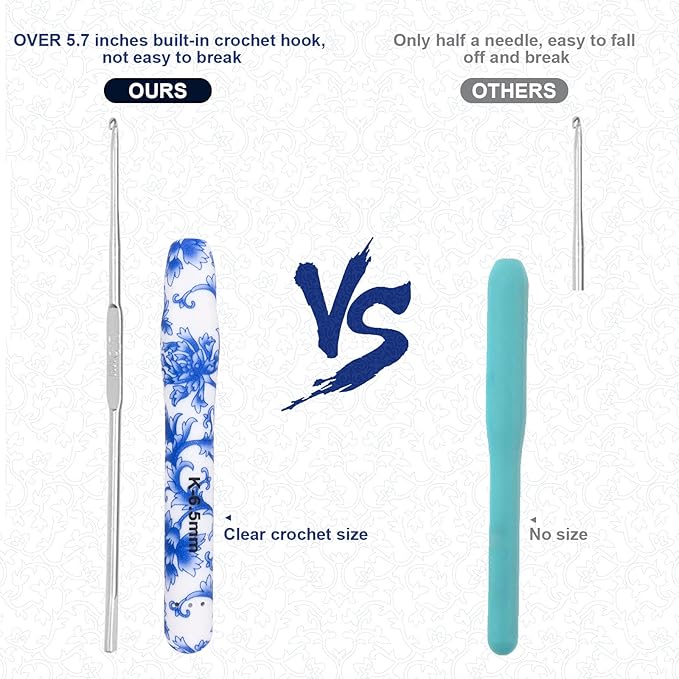 BCMRUN 6.5 mm(K) Large Crochet Hook, Ergonomic Grip Soft Handles Crochet Hook for Arthritic Hands, Extra Long  Knitting Needles for Beginners and Crocheting Yarn (6.5mm-K)