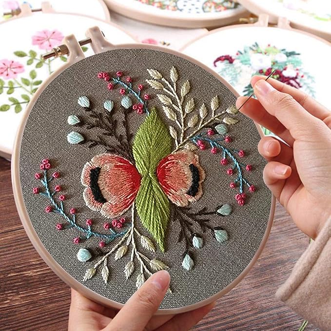 Louise Maelys Embroidery Starter Kit Full Range of Stamped Cross Stitch Kits for Beginner Including Cloth with Pattern,Embroidery Hoop,Color Threads