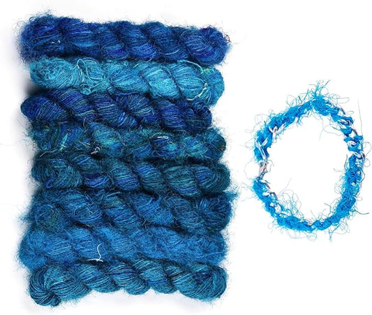 65.62 Yards Sari Silk Ribbon Yarn, Recycled Sari Ribbon Yarn Tassels Skeins Vintage Fabrics Crafts for Knitting Crocheting Macrame Tassels Scrapbook Craft Project Decor