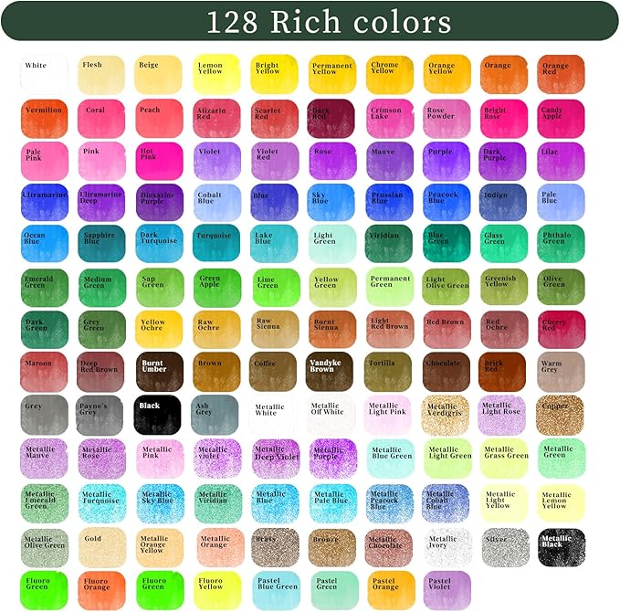 Artecho Watercolor Paint Set 128 Colors, Water Colors Paint Adult Set with Watercolor Papers and Brushes, Perfect Watercolor Kit for Beginners & Professionals
