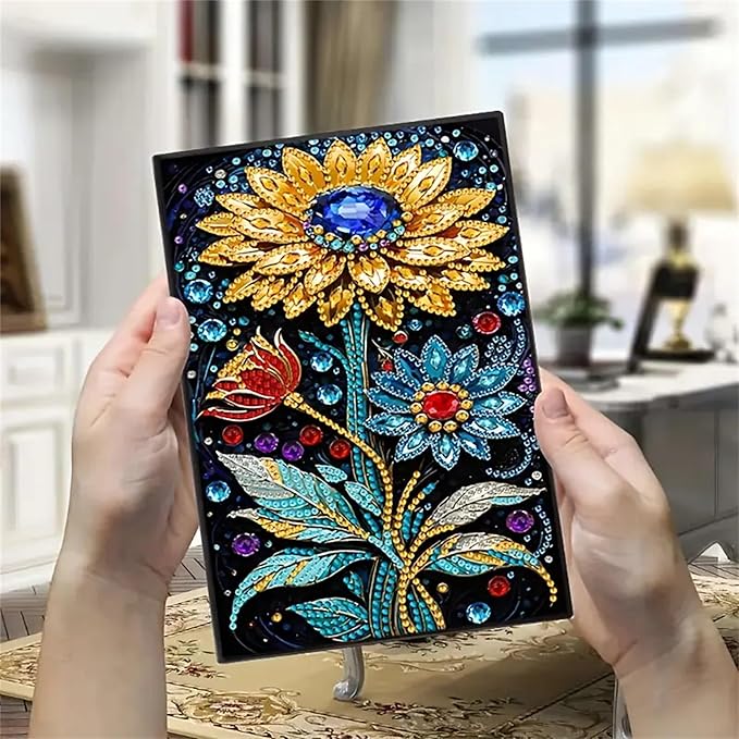 Sunflower Diamonds Painting Notebook for Adults, A5 Diamond Art Journal and DIY Sketchbook, Diamond Art Kit Supplies,Gift for Beginners, Craft Lovers, Artists. (Sunflower)