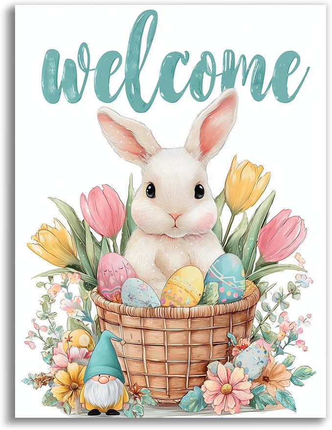 Gemozaic Easter Diamond Painting Kits for Adults, Easter Bunny Diamond Art Kits for Adults, Rabbit Gem Painting Kit for Adult for Gift Home Wall Decor, 12x16 Inch