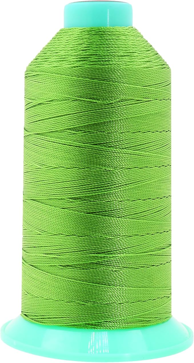 Mandala Crafts Size 346 210D T350 Bonded Nylon Thread - Apple Green 415 YDs Tex 350 Heavy Duty Sewing Threads for Leather, Jeans, Weaving, Outdoor Marine Upholstery