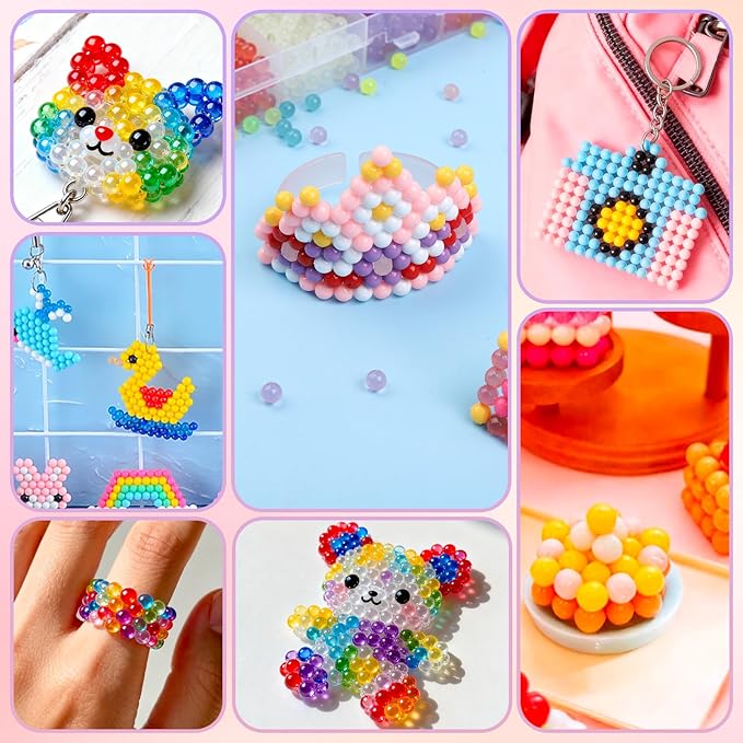 9000 pcs non-iron fuse beads kit, 72 colors, 5mm spray-activated beads with pegboards & accessories for kids diy crafts and art gifts