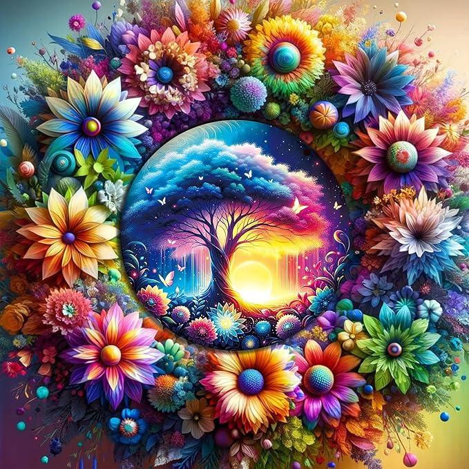 mrpwnle Tree of Life Diamond Painting Kits for Adults - 5D Tree of Life Diamond Art Kits for Beginners, DIY Flowers Diamond Art Painting Crafts, Great for Decor Home Gifts 12X12Inch
