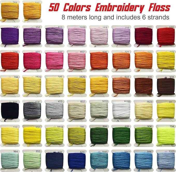 400+Pcs Friendship Bracelet String Kit String Bracelet Making Kit with 50 Skeins Embroidery Floss Cross Stitch Thread, 400Pcs Friendship Bracelet Beads, 37Pcs Embroidery Tools and Storage Box