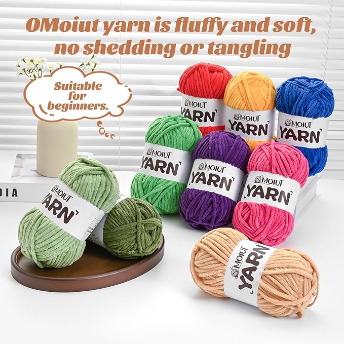 Fluffy Chenille Yarn for Crocheting, Chunky Velvet Yarns for Crochet Amigurumi, Baby Yarn for Crocheting Soft Blanket, 87.4yds /3.5 oz Bulky Yarns for Crafts/Hats/Shoes/Socks (Lake Blue)