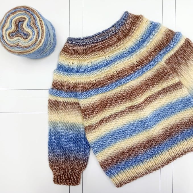 Crocheting Knitting-Gradient Cake Yarn, Soft Multicolor Medium-Fine Blended Yarn, Weight 100 Grams, Contains 60% Cotton 30% Acrylic 10% Wool. Suitable for Scarf, Gloves, Shawl, Blanket.(1162)