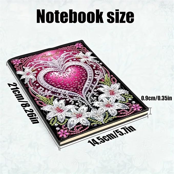Diamond Painting Notebook for Adults, A5 Diamonds Art Journal and DIY Sketchbook, Diamond Art Kit Supplies,Gift for Beginners, Craft Lovers, Artists. (Love)