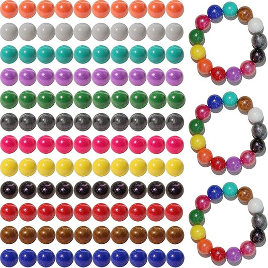 120pcs Richbunnys 15mm Bulk Silicone Beads for Pens and Keychain Making,Large Bead for Necklace and Bracelets Making,Assorted Rubber Beads Set(Print Glitter)