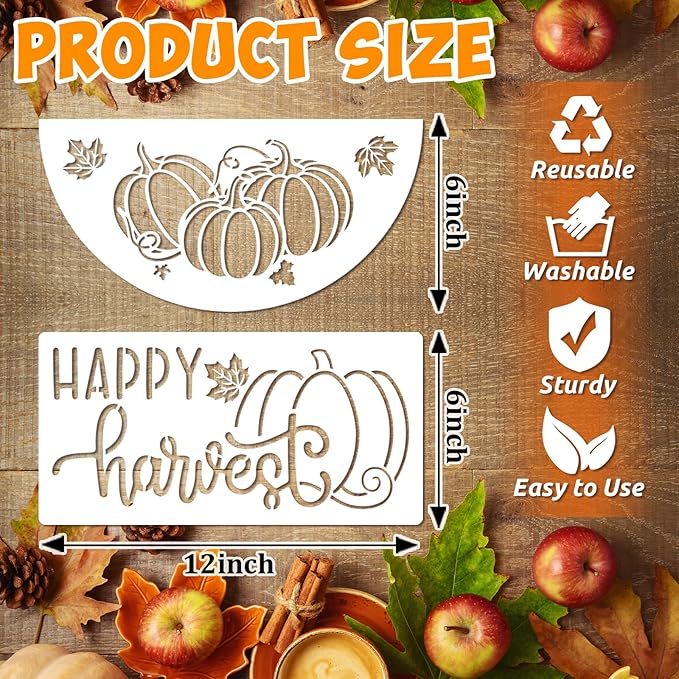 18 PCS Thanksgiving Stencils for Painting on Wood Fall Stecil for Adlts & Kids Autumn Pumpkin Leaves DIY Crafts Kit Templtes for Plain Door Wreath Hanger Door Mats Supplies