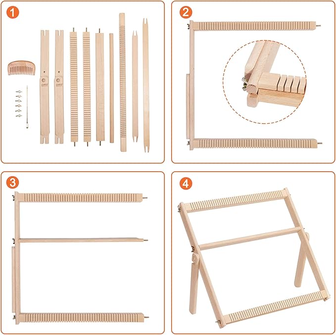 WILLOWDALE Weaving Loom, 16.5" L x 15.7" W Wooden Loom Kit,Tapestry Loom for Creative DIY Weaving Art & Crafts, Ideal for Kids, Beginners, Adults