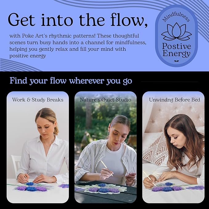 Unwynd Poke Art Lavender Flower Bouquet, Mess-Free Arts and Crafts for Adults, Teen Craft Kits, Gifts for Women and Men