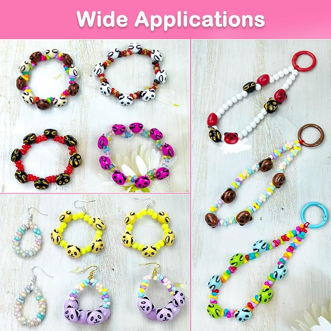 1158PCS Premium Acrylic Panda Jewelry Bead Set - Panda Charms & Peanut Spacers for Handmade Bracelets, Necklaces, Earrings & Phone Accessories