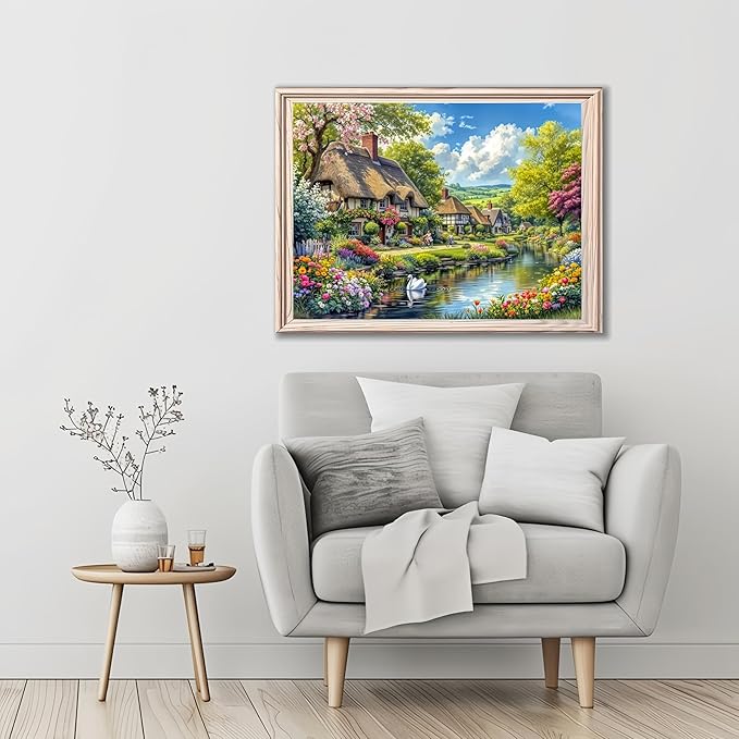 Diamond Art Kits for Adults Landscape, DIY 5D Diamond Painting Kit for Beginners, Spring Full Round Drill Gem Art Dots for Adults, Diamond Dots Paintings Crafts Home Wall Decor 12X16 Inch