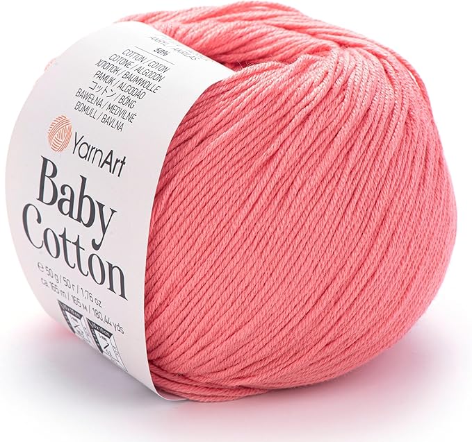 YarnArt Baby Cotton Yarn - Soft Knitting Yarn for Baby & Summer, 50% Cotton 50% Acrylic, 1.76 Oz, 180.44 Yds, Ideal for Amigurumi & Crochet Projects (420)
