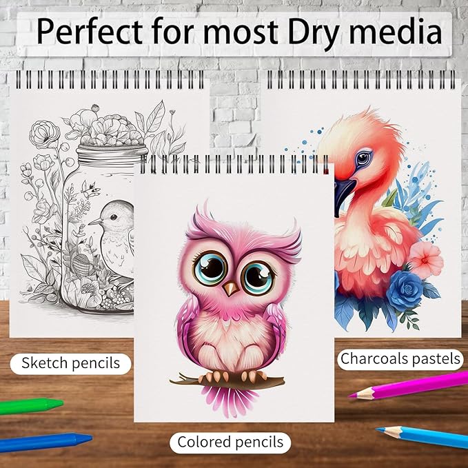 osimig 10 pack sketch books 8.5" x 11", top spiral bound sketch pad, bulk sketchbook, 300 sheet total (68lb/100gsm), drawing paper pad, sketchbooks for kids & adults, art supplies