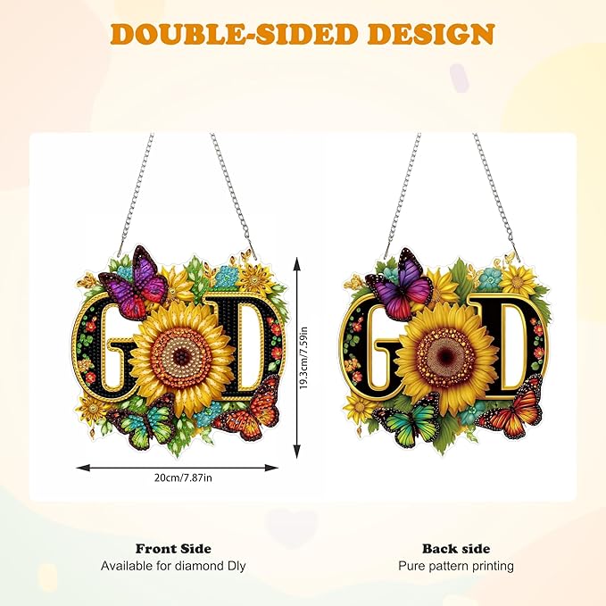 HEIBAGO God Diamond Art Hanging Kits for Adults, Butterfly Diamond Art Suncatchers, 5D Special Shape Diamond Painting Pendant, DIY Window Ornament Gifts for Home Garden Door Wall Decor 8.3x8.3 in
