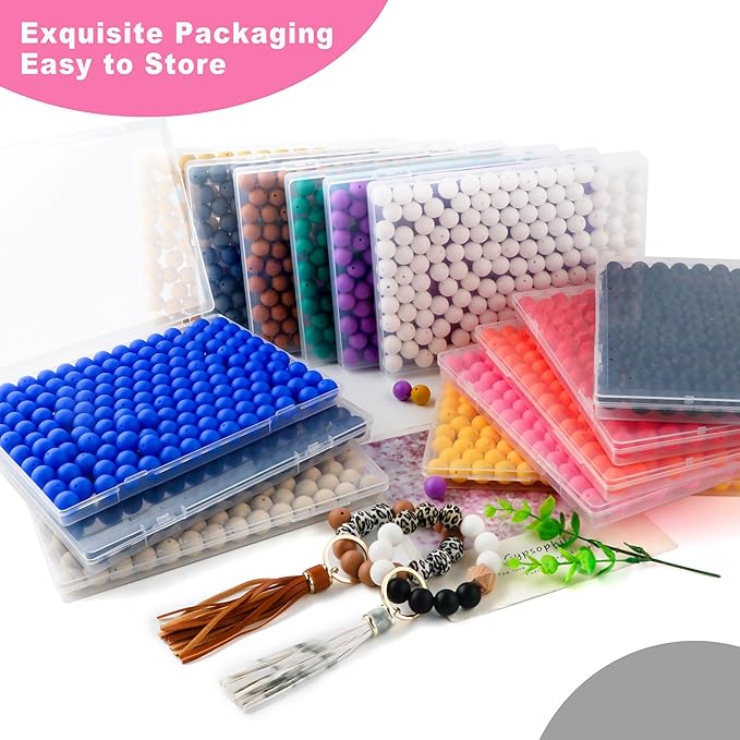 Silicone Beads, 150Pcs 15mm Round, Pink for Keychain Making, Bracelet Making, Necklace Making and Pens