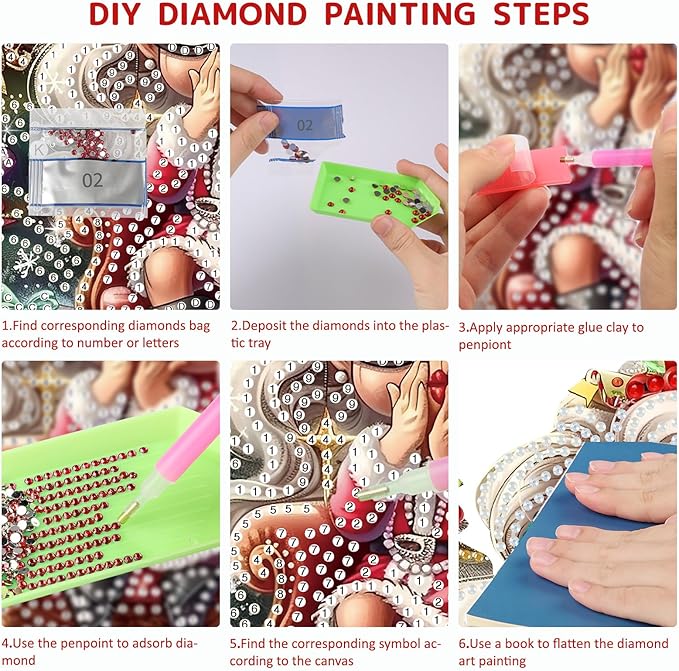 SENQAO Christmas Diamond Art Hanging Kits for Adults Kids, Grandma Diamond Art Suncatchers, 5D Special Shape Diamond Painting Pendant Window Ornament Gifts for Home Door Wall Decor