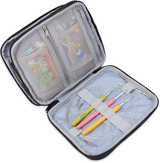 Teamoy Organizer Case for Interchangeable Circular Knitting Needles, Crochet Hooks and Knitting Accessories, Keep All in Place and Easy to Carry, Purple (No Accessories Included)