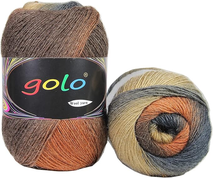 golo Wool Yarn for Knitting 550yd 0.22Ib Cachemire Multicolor Rainbow Yarn (Reddish-Grey)