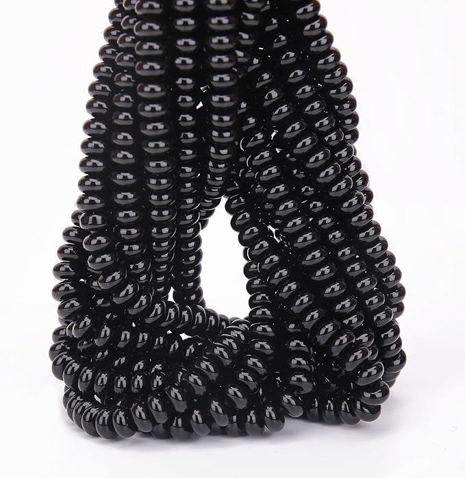 2 Strands (150PCs) Black Obsidian Rondelle Beads, 5 * 8mm Gemstone Loose Spacer Abacus Disk Beads for DIY Bracelet Necklace Earrings Jewelry Making, Craft Supplies Beading Kit