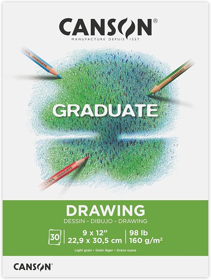 Canson Graduate Drawing Pad, Foldover, 9x12 inch, 30 Sheets | Artist Paper for Adults and Students - Drawing, Sketching and Art Journaling