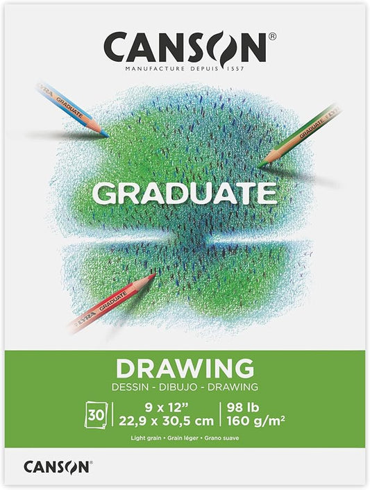 Canson Graduate Drawing Pad, Foldover, 9x12 inch, 30 Sheets | Artist Paper for Adults and Students - Drawing, Sketching and Art Journaling