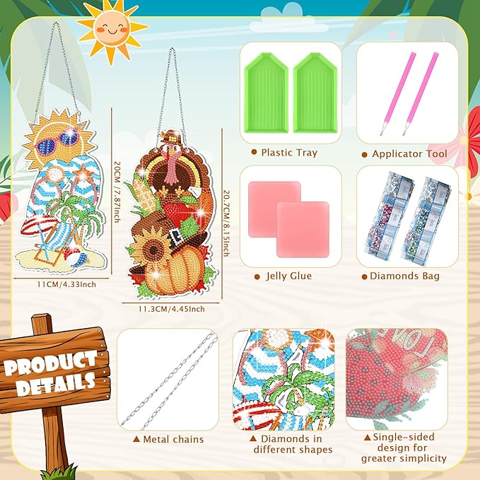 Cinnvoice 12 Pcs Seasonal Diamond Art Wreath Kits Holiday 5d DIY Diamond Art Hanging Signs Winter Spring Ornaments for Wall Door Decoration(Vertical)